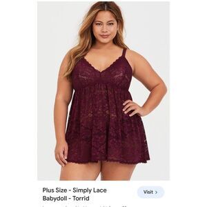 Torrid size 2 purple lace babydoll lingerie top nightgown